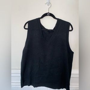 black v neck oversized sweater vest